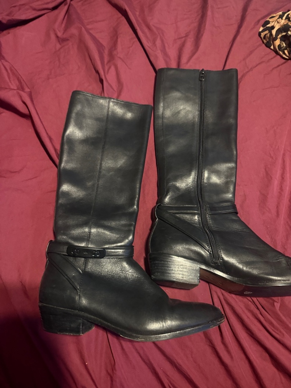 COACH Black Leather Mid-Calf Riding Boots